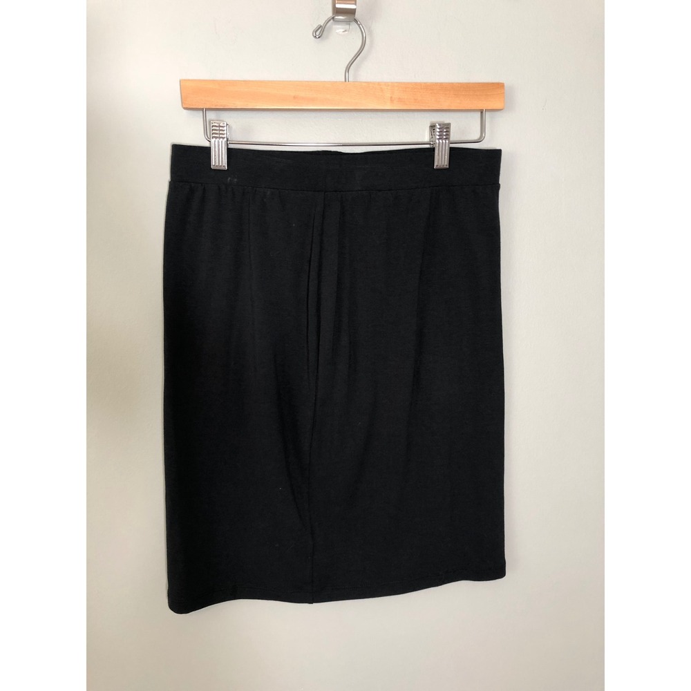 Uniqlo Pencil Skirt Womens Size M Black Stretch Cotton Blend Knit Casual